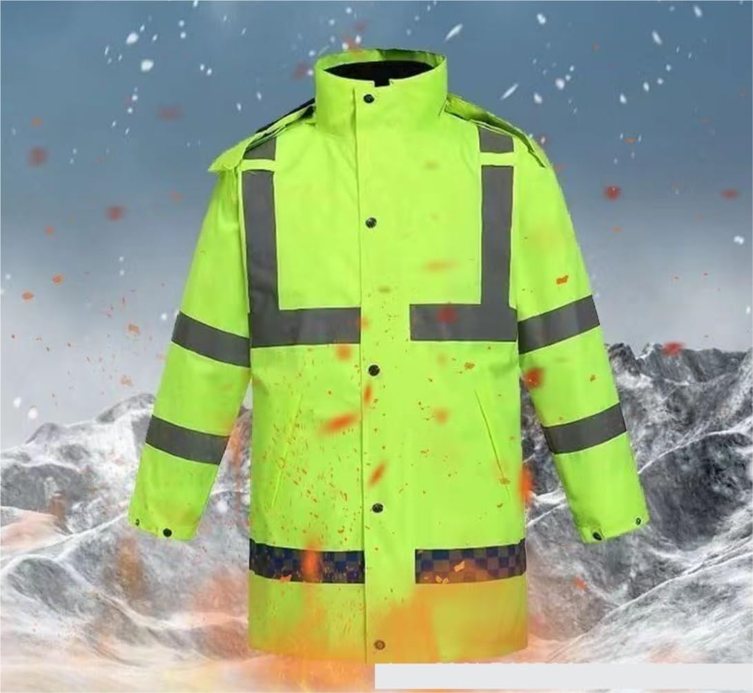 Chaleco Seguridad Chaleco Reflectante Invierno Chaqueta De Algodón Grueso Forro Ropa Trabajo Reflectante Seguridad(Grün,XXL)