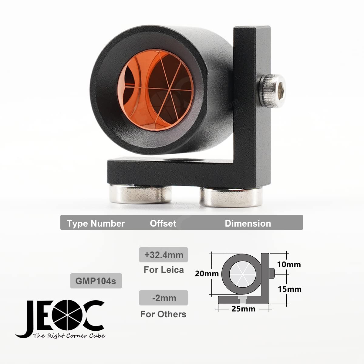 60 Sets JEOC GMP104s Half inch Monitoring Prism, 0.5" Mini Reflector with 90 Degree L-Bar and Magnetic Base Land Surveying Equipment (60)