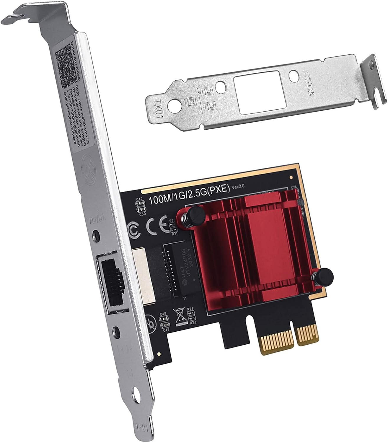 RTL8125B 2.5Gbps PCIe Ethernet Network Card | 2500/1000/100Mbps Multi-Gigabit NIC | RJ45 LAN Adapter with PXE Boot | Plug & Play for Windows/Linux/macOS