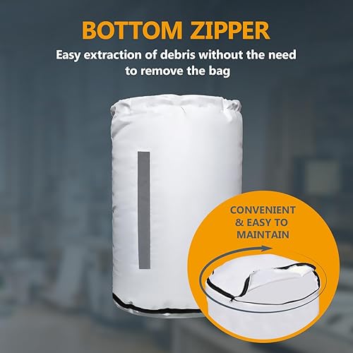 Miniatura 5 de POWERTEC Bolsa colectora de polvo, 20 pulgadas de diámetro x 30 pulgadas, bolsa inferior de recolección de polvo con ventana transparente y