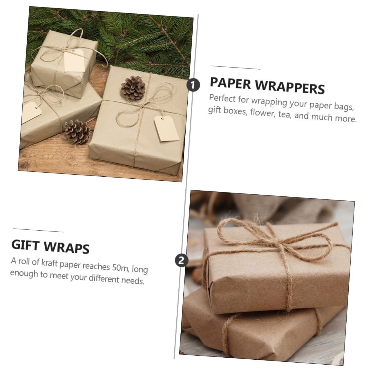 1 Rolle Braunes Packpapier aus Kraftpapier für Geschenkverpackung