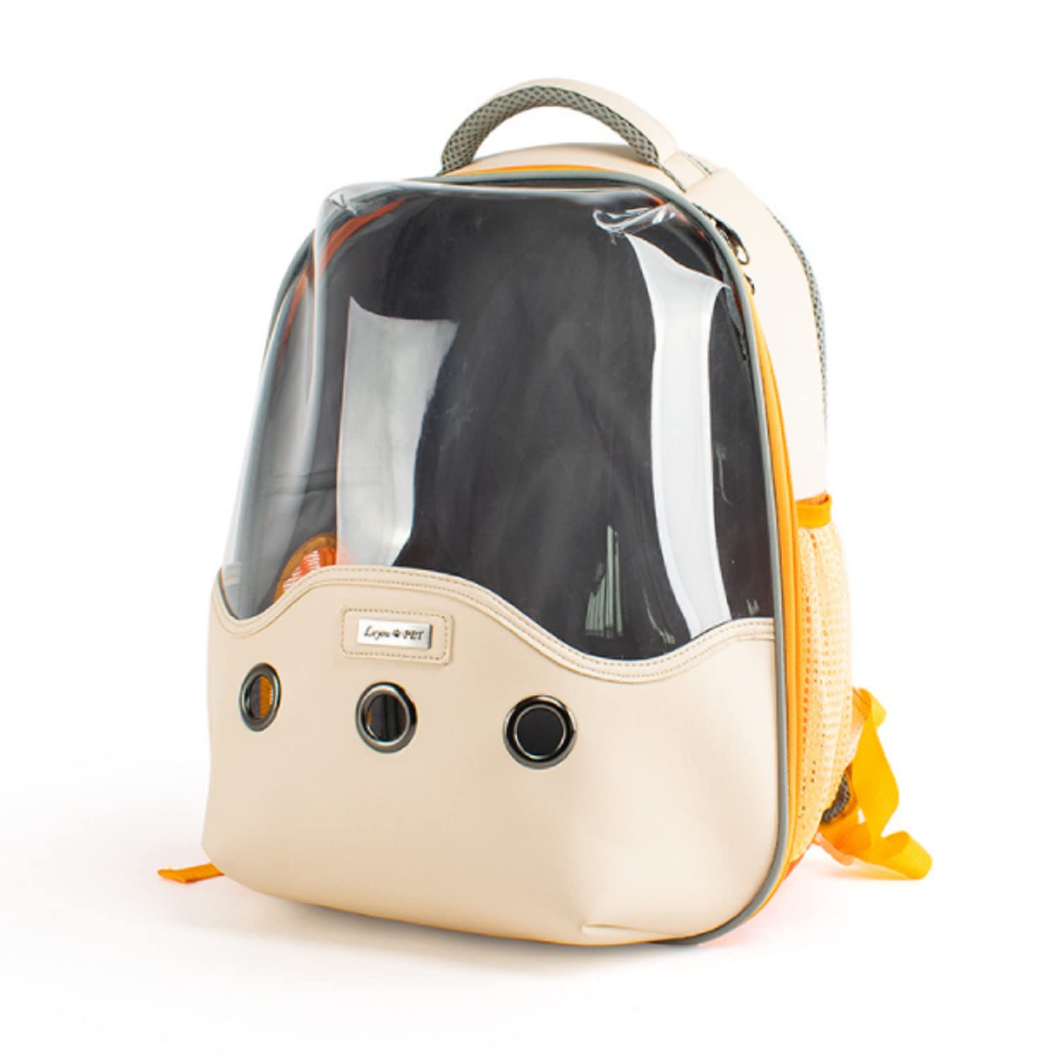 Emily Pets Pet Carrier Backpack -PU Leather Cat Frontpack Carrier Bag with Ventilated Design and Built-in Safety Straps Fashion Cat Bag Simple Breathable Portable Pet Backpack Outdoor Travel(S,Beige) (B09QD1G456) Amazon Price History, Amazon Price Tracker