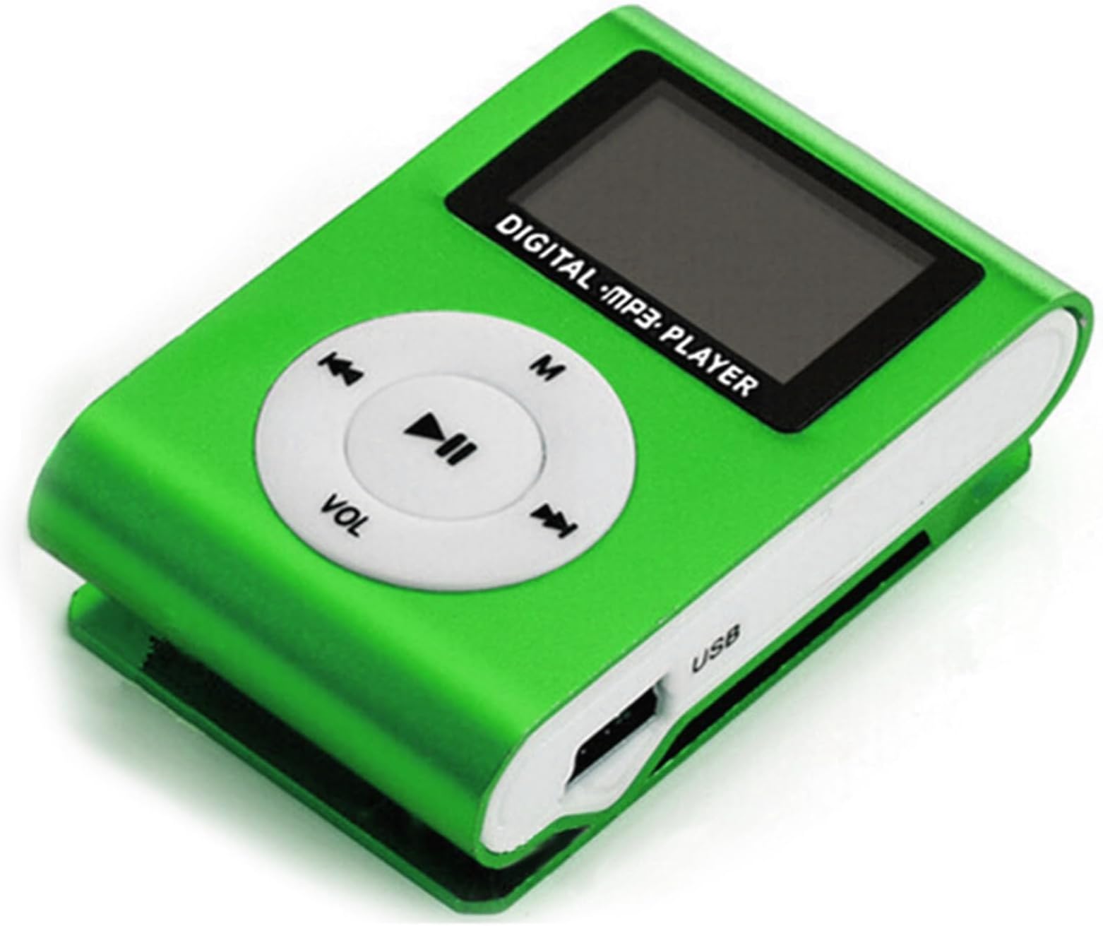 Mini MP3 Player, Portable Music Player with LCD Screen and TF Card Slot, Metal -on Design for Sports Running Gym (Green)