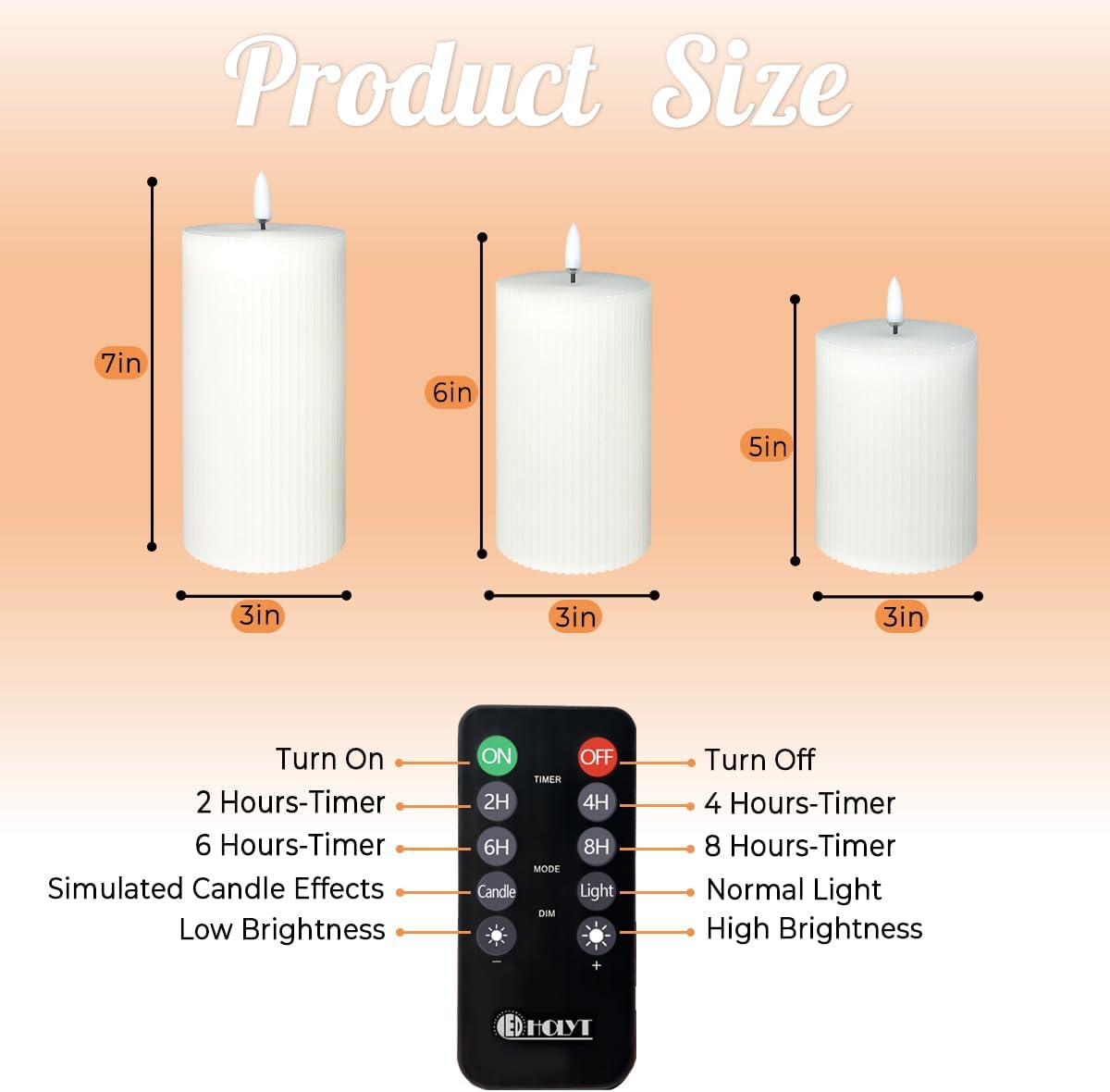 LEDHOLYT Rechargeable Flameless LED Pillar Candles–Luminous Real Wax Indoor Home Decor–Set of 3, Realistic Flickering LED Flame,Remote & Timer, USB-Rechargeable（White）