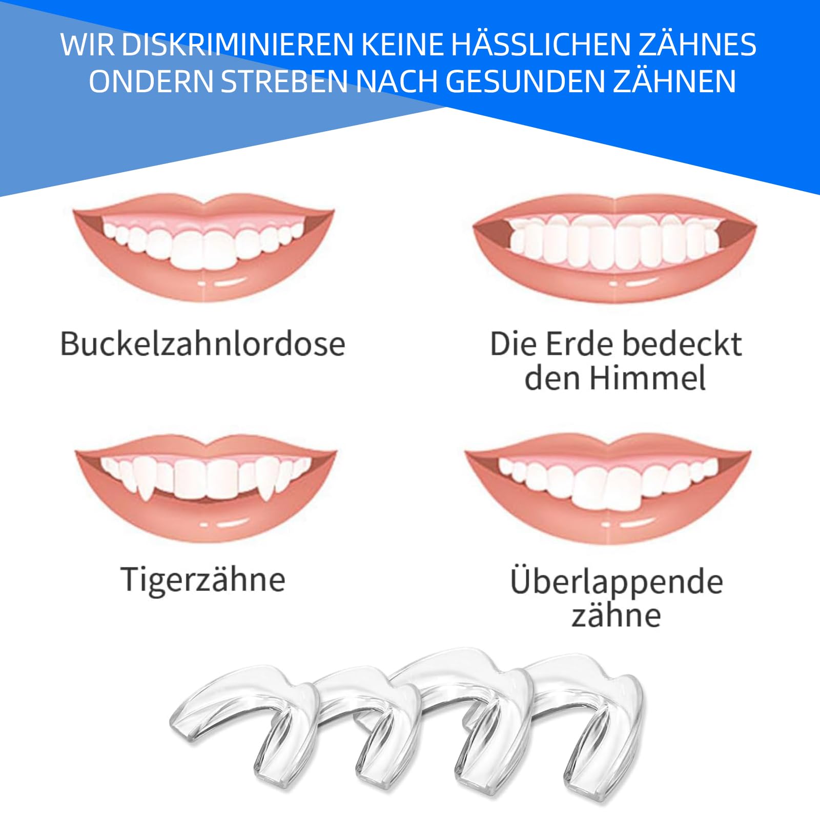 4 Piezas Ferula Descarga Bruxismo, Férula Dental de Descarga in 2 Tamaños, Protector Bucal para Dormir, Protector Bucal Bruxismo con Caja, Prevenir el Bruxismo — view 4
