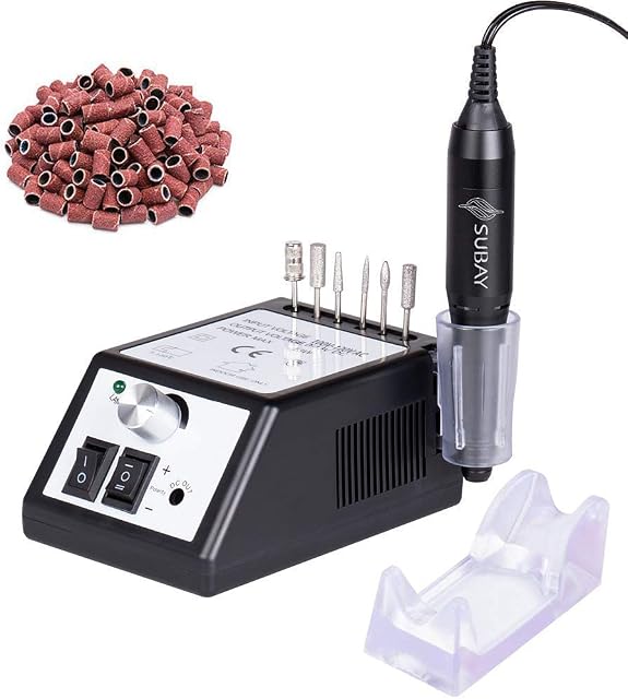 Subay Professional Electric Nail Drill Machine Nail File Drill Set Kit for Acrylic Nails, Gel Nail, Nail Art Polisher Sets(Black)