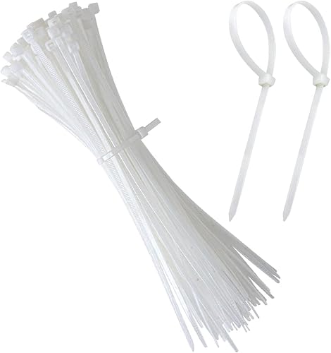 100 PCS White Plastic Cable Ties, 300mm x 3.6mm Nylon Zip Ties, 12" Heavy Duty Cable Ties, 12 inch/30 cm Long Zip Tie Wraps, Wraps Long White Cable Ties for Home, Garden, Office and Cable Managment