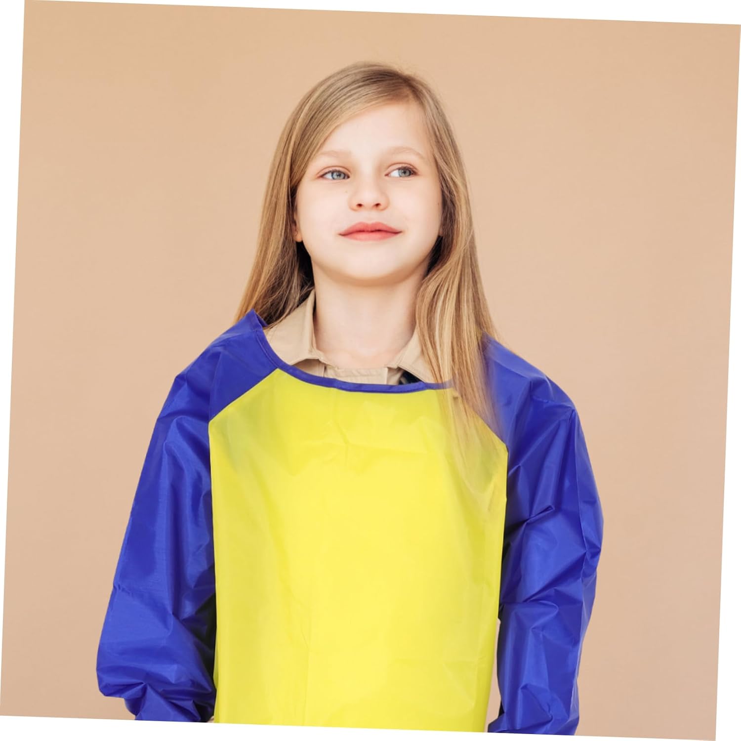 KOMBIUDA 3-Pocket Kids Waterproof Painting Apron Set with Long Sleeve Artist Smock for Toddlers for and Play