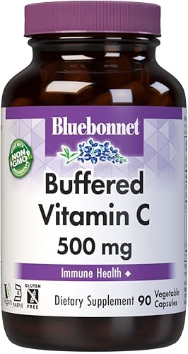 BlueBonnet Cápsulas vegetales de vitamina C tamponadas de 500 mg 90 unidades color blanco 743715005686