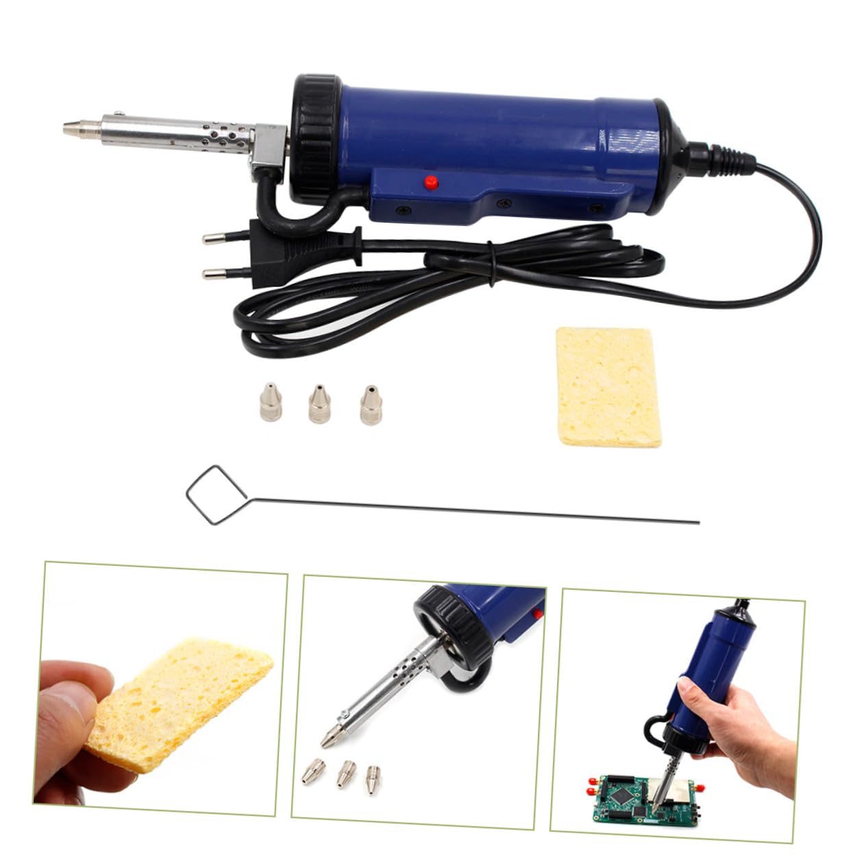 DOITOOL Bomba Desoldadora Eléctrica Acero Inoxidable y Cobre para Estaño con Ventosa y Boquillas Reemplazables, Operación Sencilla y Mantenimiento de Aparatos Electrónicos