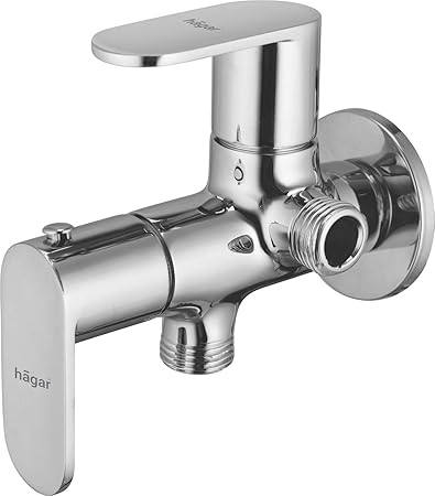 Hagar Brass 2 in 1 Angle Valve/Cock With Wall Flange (Chrome Finish)