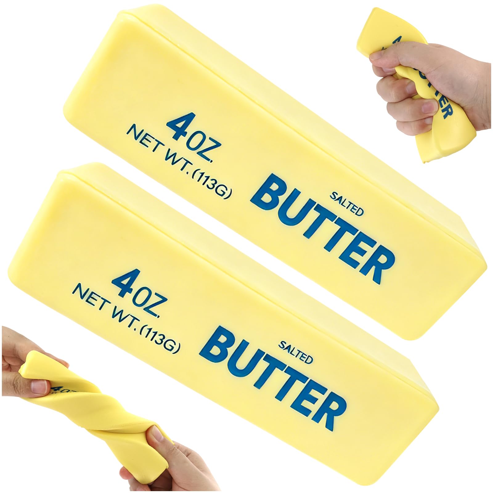 2Pcs Butter Squishy, Slow Rebound Butter Stick Squishy Stress Ball, Soft Butter Squishys Stress Relief Block, Stress Relief Sensory Squeeze Toys Fidget Toys for Kids Adults Office Home — image 1