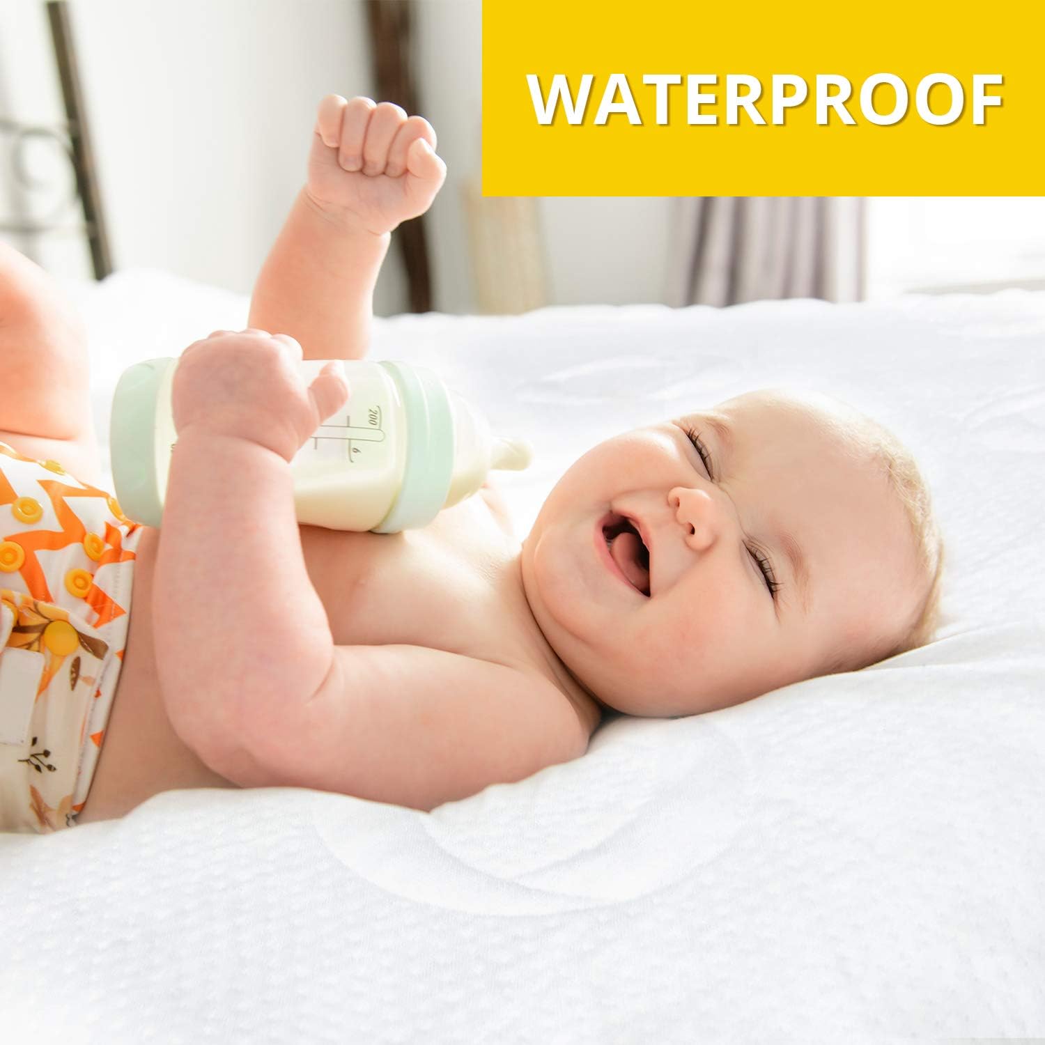 2-Pack Ultra Soft Crib Mattress Protector by Dellabella | 100% Hypoallergenic Bamboo. Stylish and a Perfect Fit for Cribs & Toddler Beds. Soft, Breathable, Quiet, Waterproof Crib Mattress Cover
