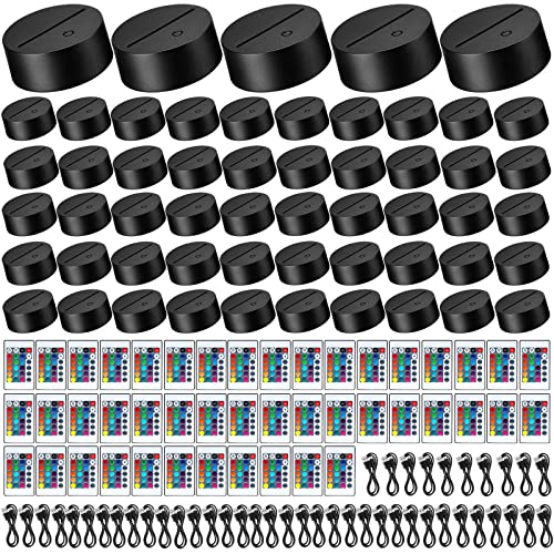 45 Pieces 3D Night LED Light Lamp Base, Light Base Holder with Remote Control and USB Cable Adjustable 16 Colors 4 Modes for Child Room Bedroom Living Room Bar Shop Restaurant Office (Black)