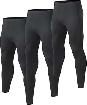 1 or 3 Pack Mens Long Johns Thermal Pants, Fleece Lined