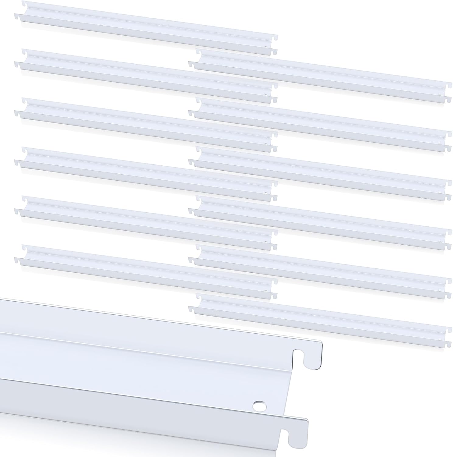 Patelai 12 Pcs Lateral Front to Back File Bar Rails Hanging File Cabinet Rails Stainless Steel Drawer Inserts for Sides Letter Size Folders Office Home, White 15.76 Inches Long