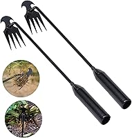 4-Tine Manganese Steel Weed Puller Tool - 16" Hand Weeder for Gardens, Lawns, Farms & Vegetable Planting - 2 Pack