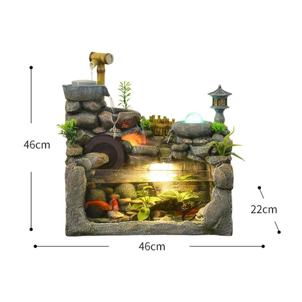 Indoor Relaxation Desktop Fountain Waterfall, Zen Meditation Indoor Waterfall Feature with Automatic Pump, Illuminated Waterfall for Home Office Bedroom Desk Décoration (Style 1