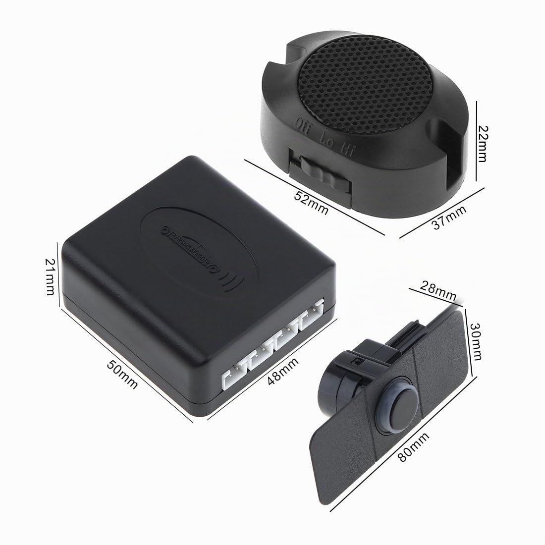 Sistema de Radar de Reserva Reversa del Coche 4 Sensores de Estacionamie(Negro) nto Sistema de Radar de Respaldo Reversa del Coche con Alas