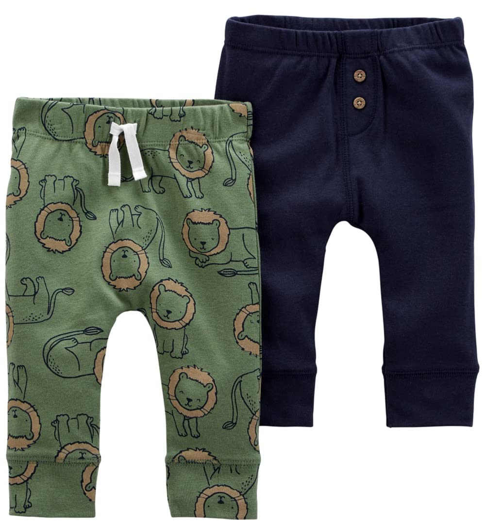 Carter's Paquete de 2 pantalones sin cierre para bebés (azul marino/verde, 18 meses)