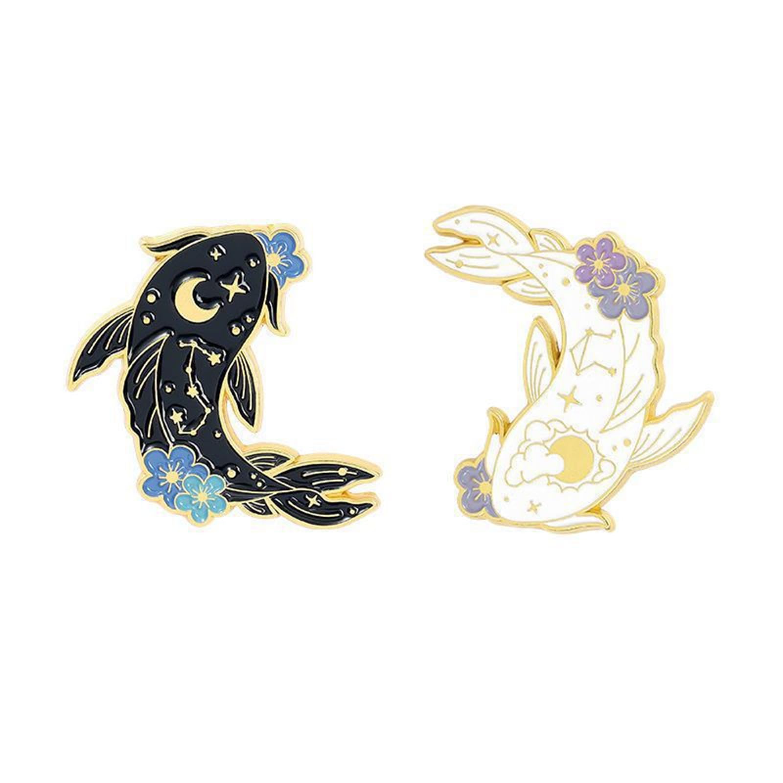 2Pcs coadipress Lovely Fish Brooch Enamel Lapel Brooches Pin Set Cute Cartoon Koi Fish Pins for DIY Backpacks Clothes Bags Jackets Hat Jewelry Accessories Gift