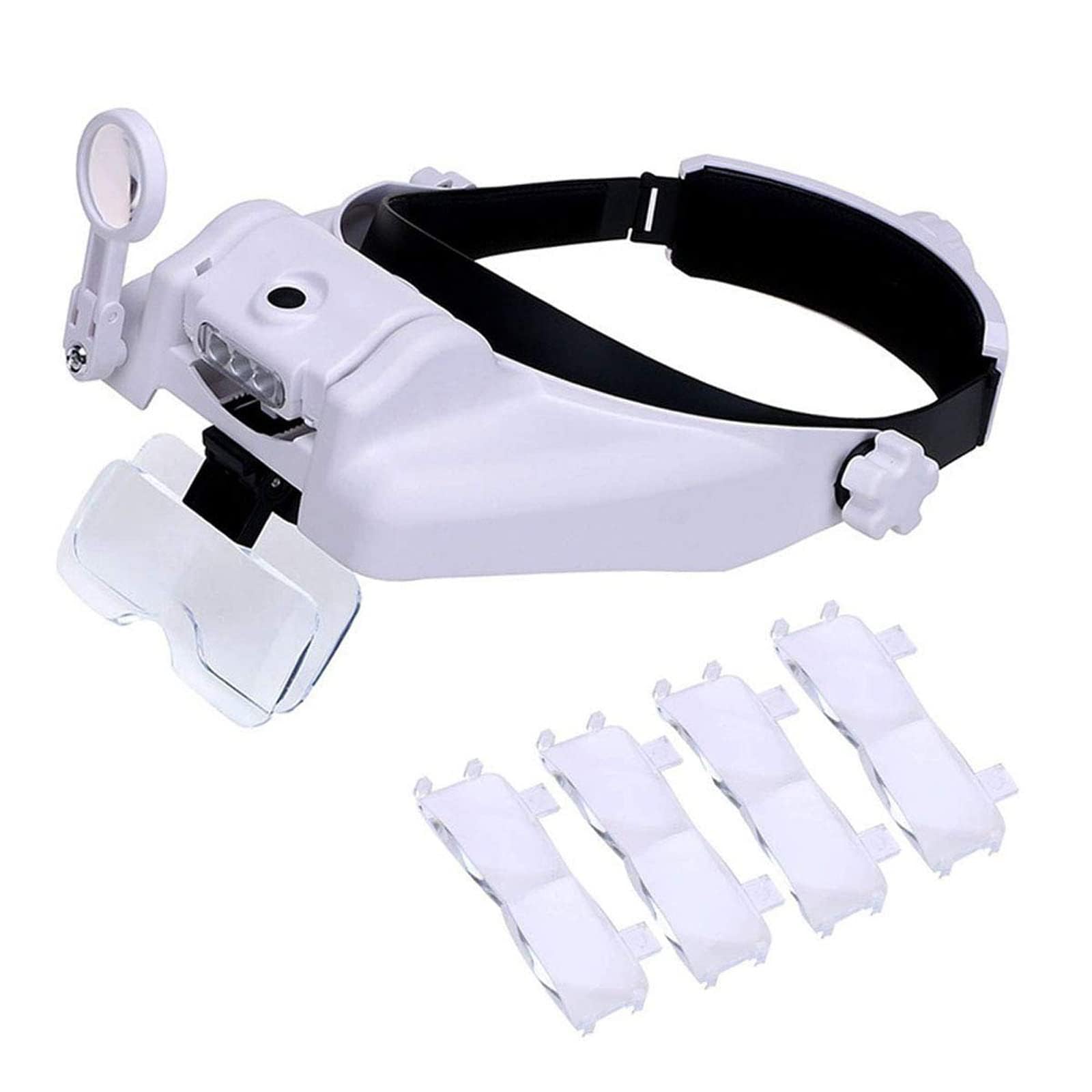 Lychee Loupe Avec Lumière - Visière Loupe Tête 3 LED, Zoom 1X à 14X, Mains Libres Pour Lecture, Couture, Bijouterie