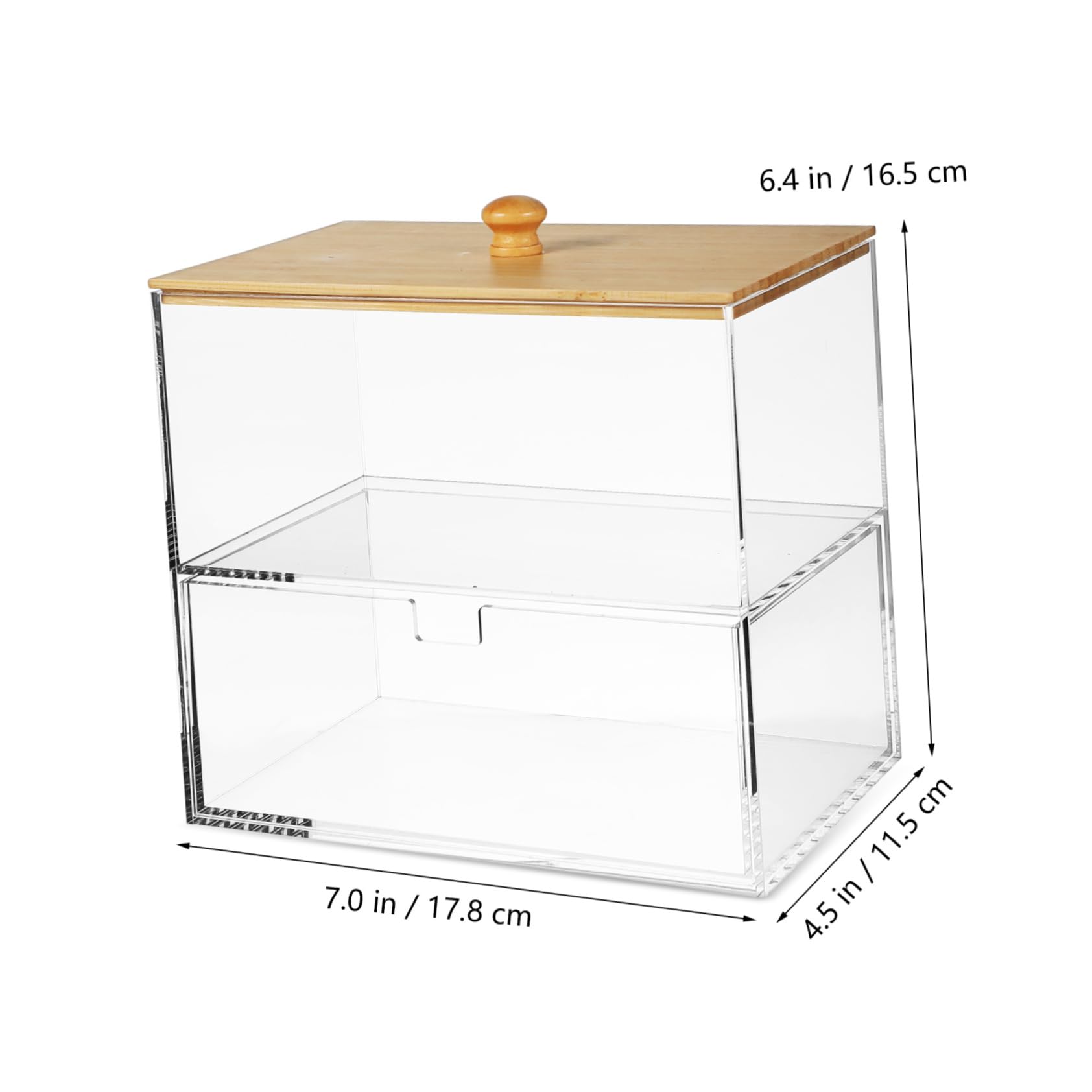 VICASKY Distributeur De Capsules De Lessive Transparent 175x115x165 Mm En Acrylique Couvercle Bambou, Organisateur Buanderie Compact Pour Rangement Et Organisation Du Linge, Boîte à Dosettes 1 Tiroir