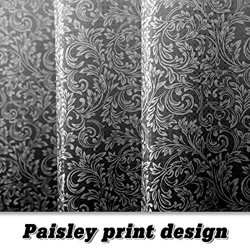 Black Shower Curtain, Polyester Fabric Ombre Shower Curtain Set With Hooks, Paisley Printed Farmhouse Bath Curtain, Heavy Duty Waterproof Shower Curtain Liner, 72 X 72 Inch #TOP3