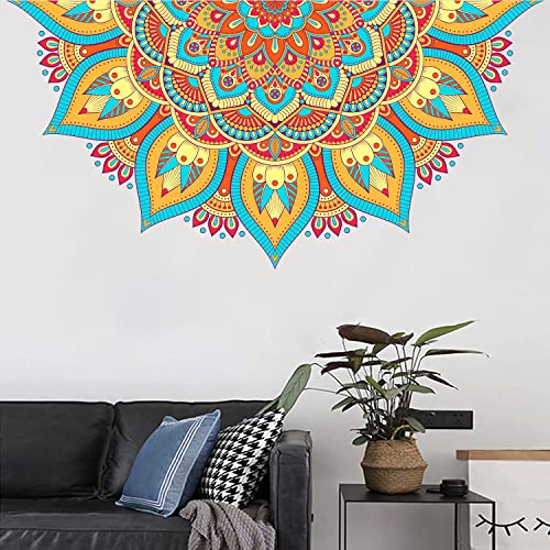 Supzone Half Mandala Wall Decals Large Boho Mandala Flower Wall Stickers Colorful Boho Floral Wall Art Sticker For Bedroom Living Room Sofa Backdrop Yoga Room Headboard Wall Decoration #TOP5