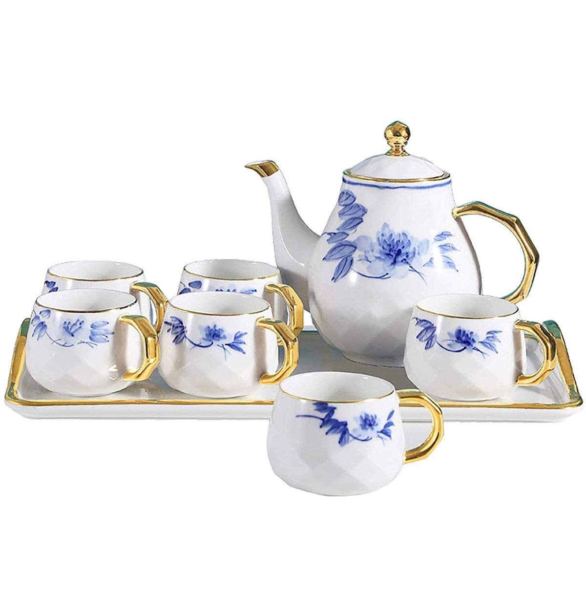 Set da tè in Porcellana - Servizio Tazza da tè per 6, per tè/caffè, pomeriggio Tea Party (Bianco)