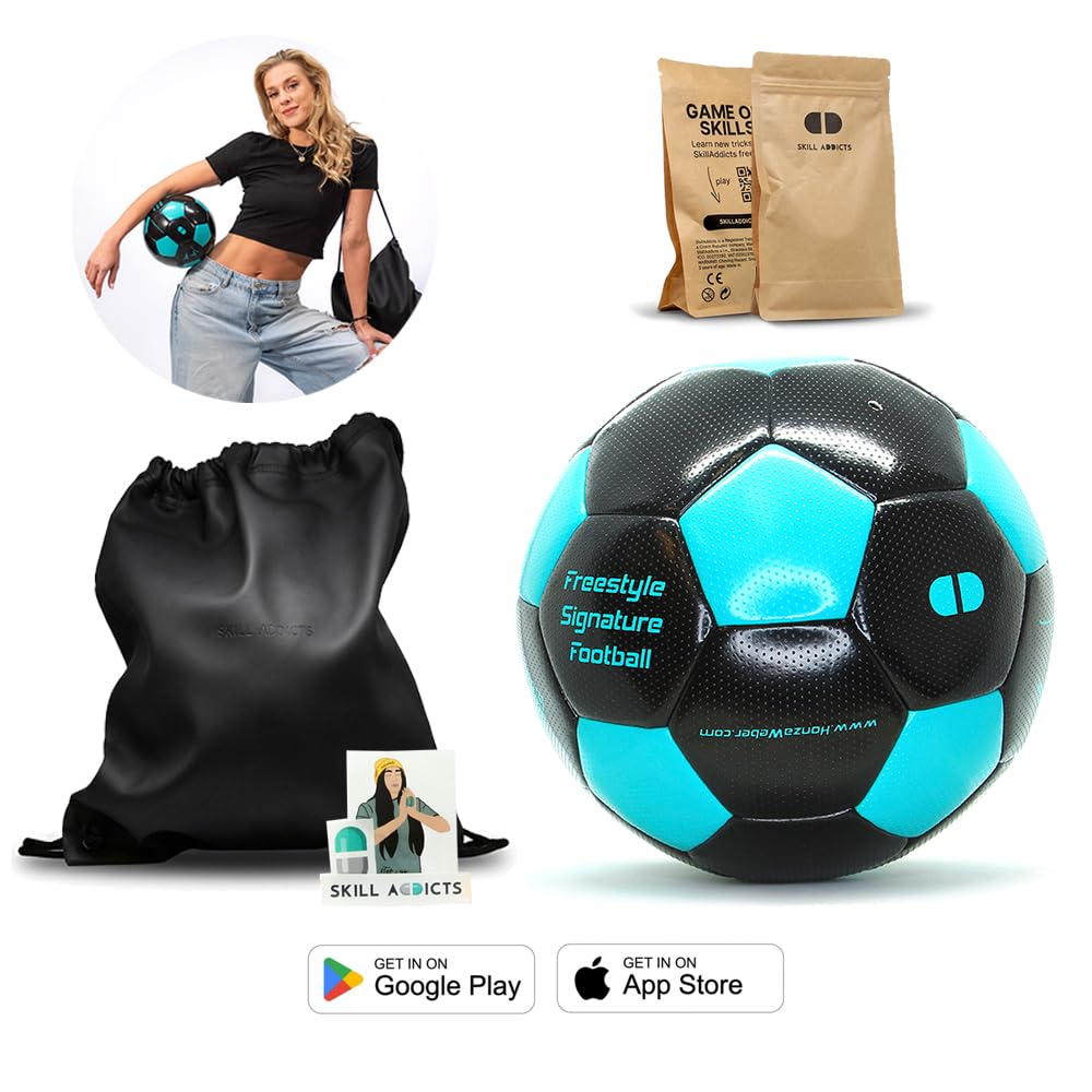 Freestyle Ball + Tasche, strukturiertes Leder, Größe 5, Fußball für Freestyle-Tricks, Straßen- und Indoor-Fußballtraining für Kinder und Erwachsene