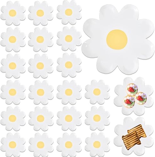 Miniatura 1 de 60 platos de papel de margarita, manteles individuales desechables de 7 pulgadas, platos de margaritas para fiestas, bandeja de alimentos que se