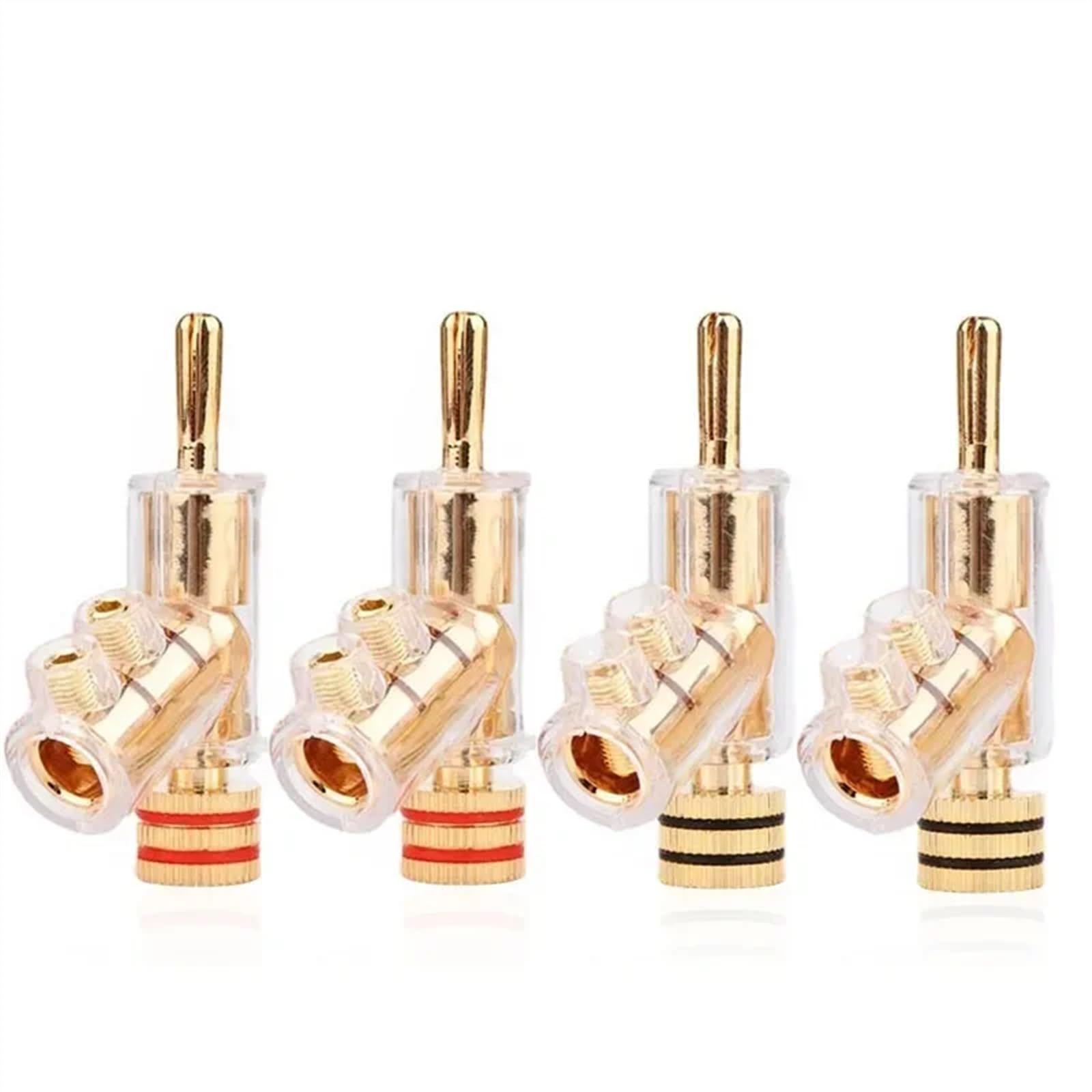 4 cavi per altoparlante bloccabili, placcati in oro 24 K, con connettore a banana (nero, 4 pezzi)