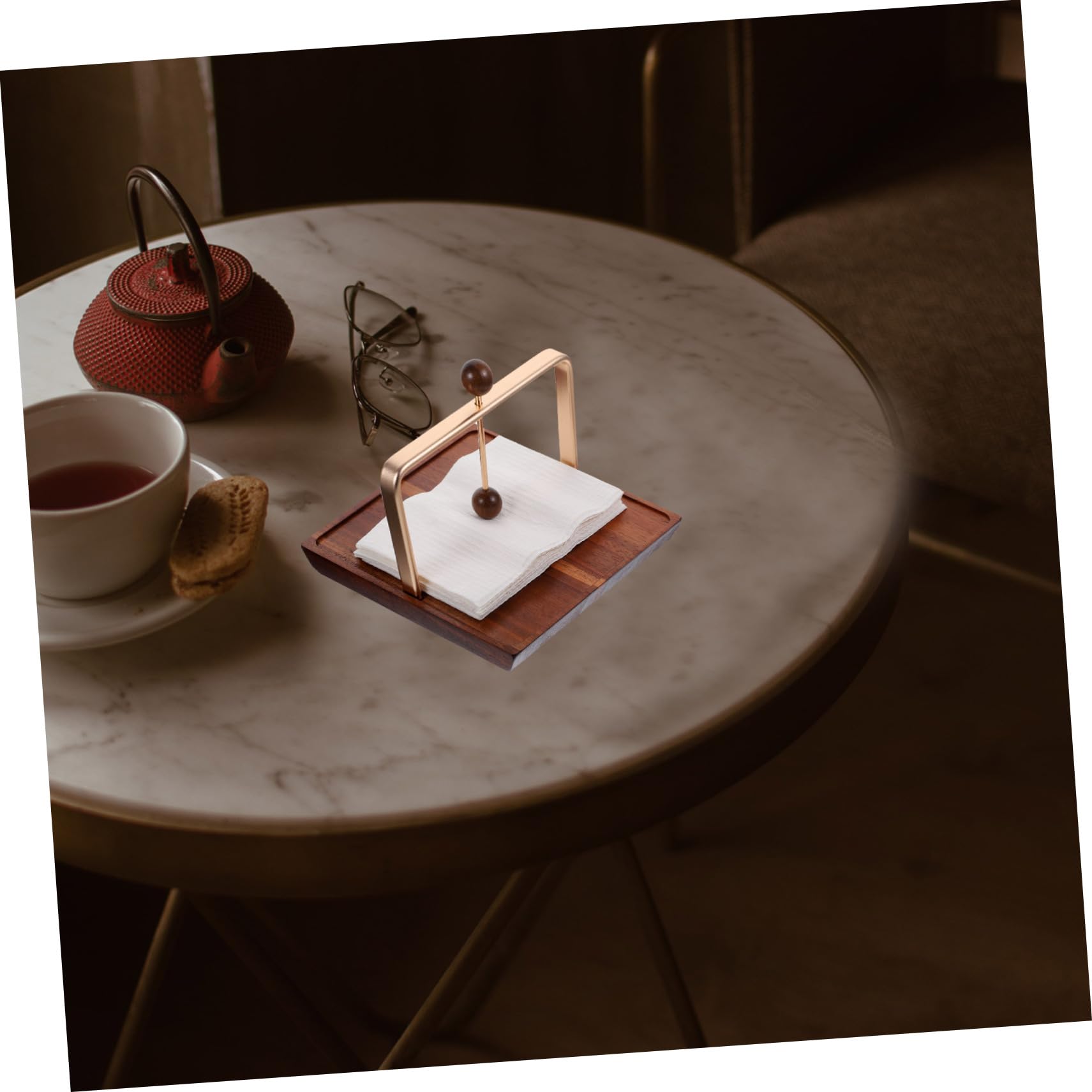 Mipcase Servilletero De Mesa De Comedor Cuadrado Pequeño Madera y Hierro Resistente Moderno Para Hogar Restaurante y Cafetería Organizador De Servilletas Multifuncional