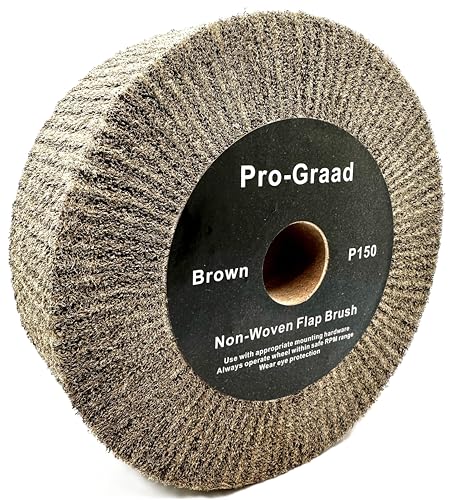 Image of 6 inch x 2 inch Brown P150 Cut & Polish Non-Woven Bench Grinder Polishing Burnishing Satin Finishing Flap Brush Wheel, Aluminum Copper Metal Golf Club Refurb, Compatible for 1 /2 inch, 5 /8 inch, 3 /4 inch Arbor