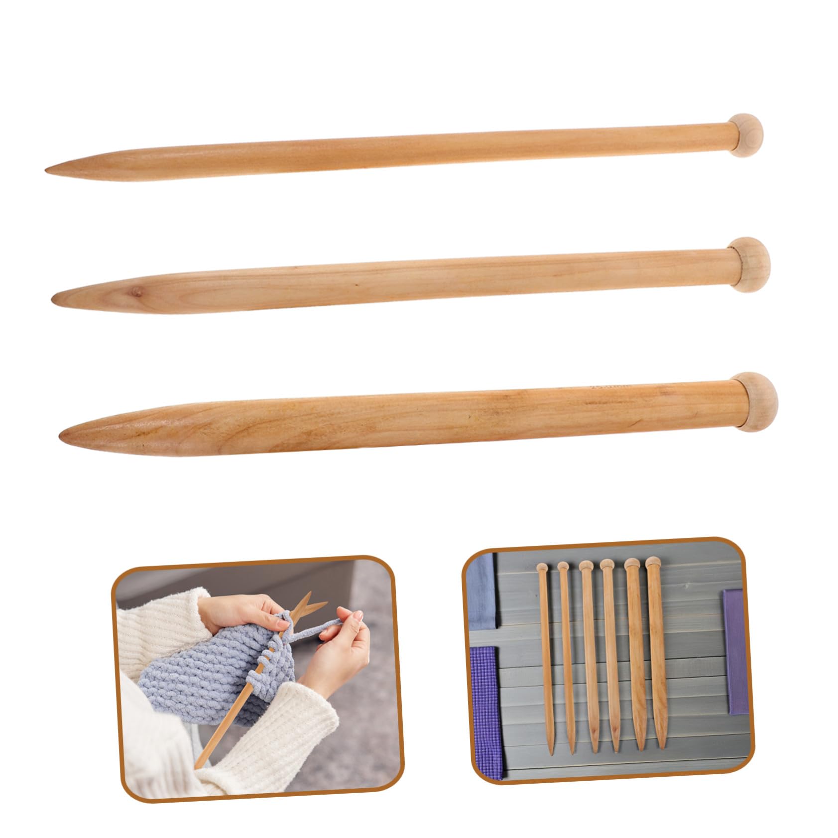 Agujas de Tejer de Madera Gruesas 6 Piezas para Manualidades