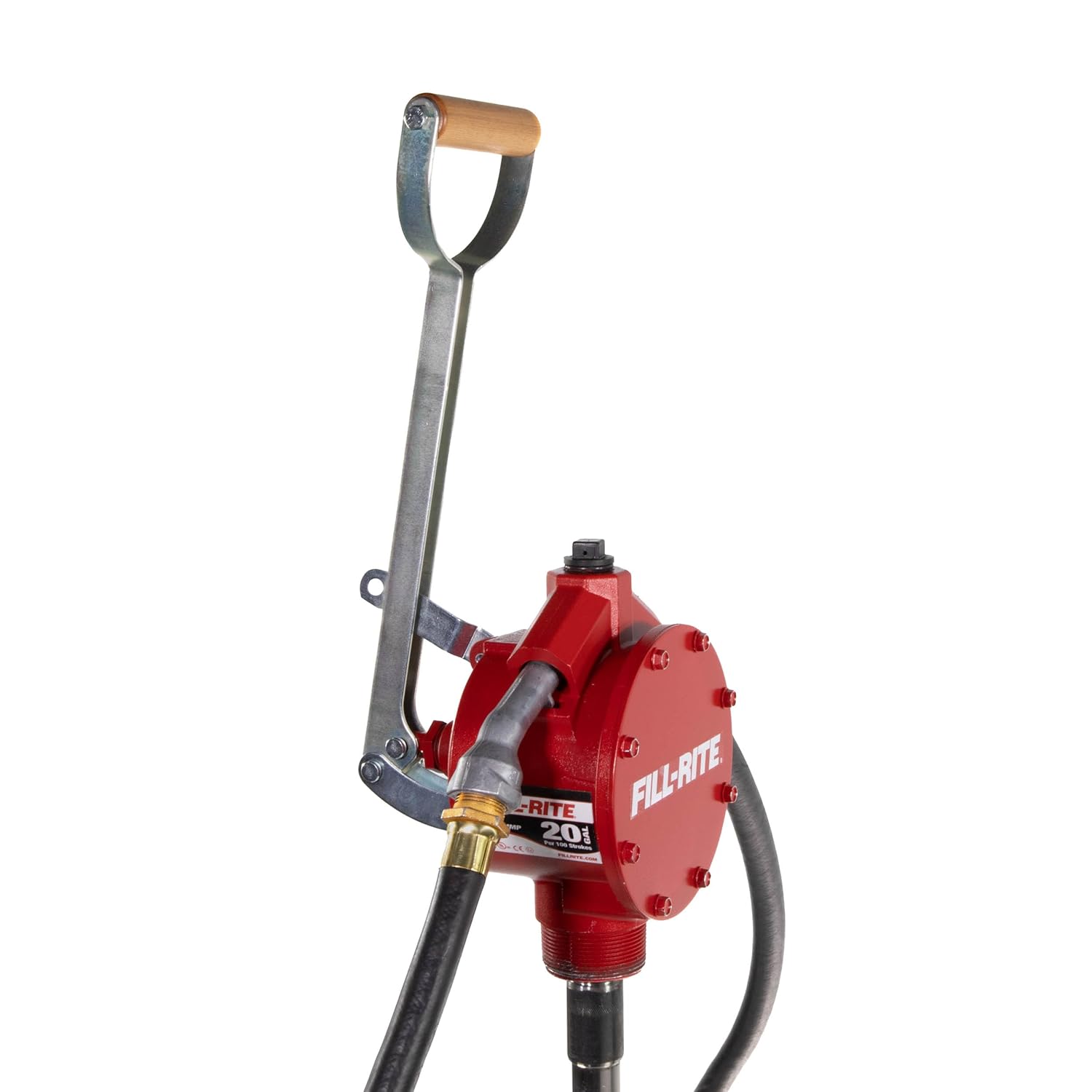 Fill-Rite FR152 Piston Hand Pump with Hose & Nozzle Spout, Red Piston Pump w/Accessories