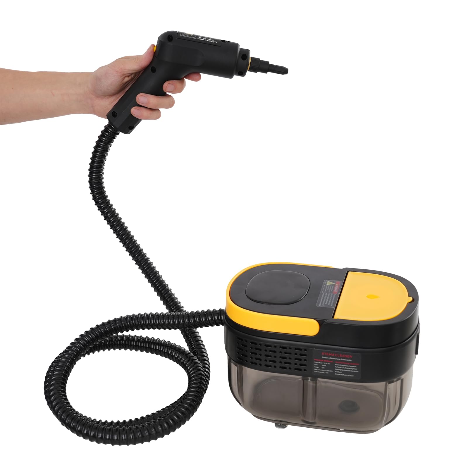 Limpiador a vapor de mano, 1500 W, con mango ajustable, depósito de agua de 1,6 L, mopa de vapor, limpiador de vapor portátil para ventanas, cocina, suelo, tapicería, baño, coche