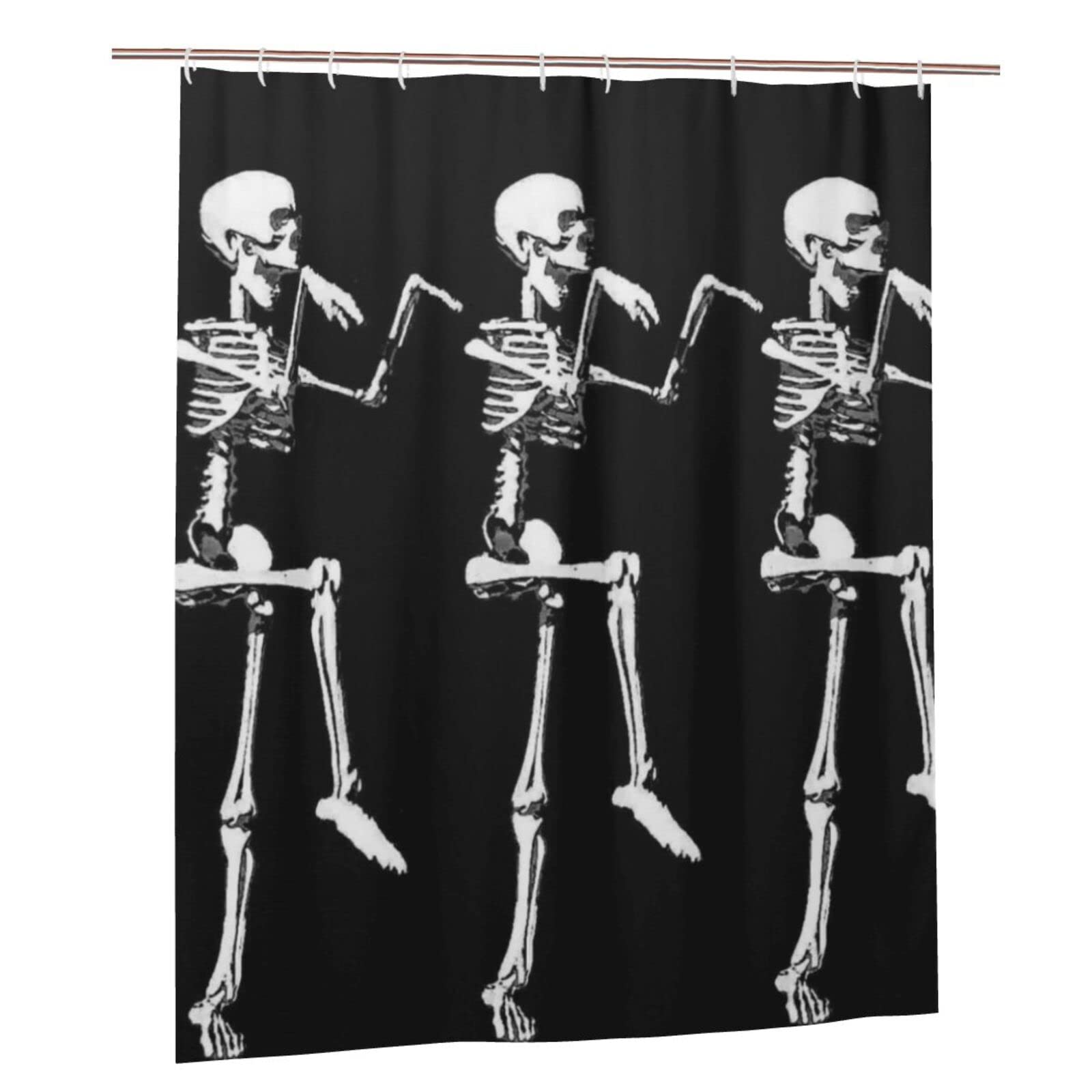 Rideau de douche Halloween squelette en tissu 152x183 cm étanche pour salle de bain moderne