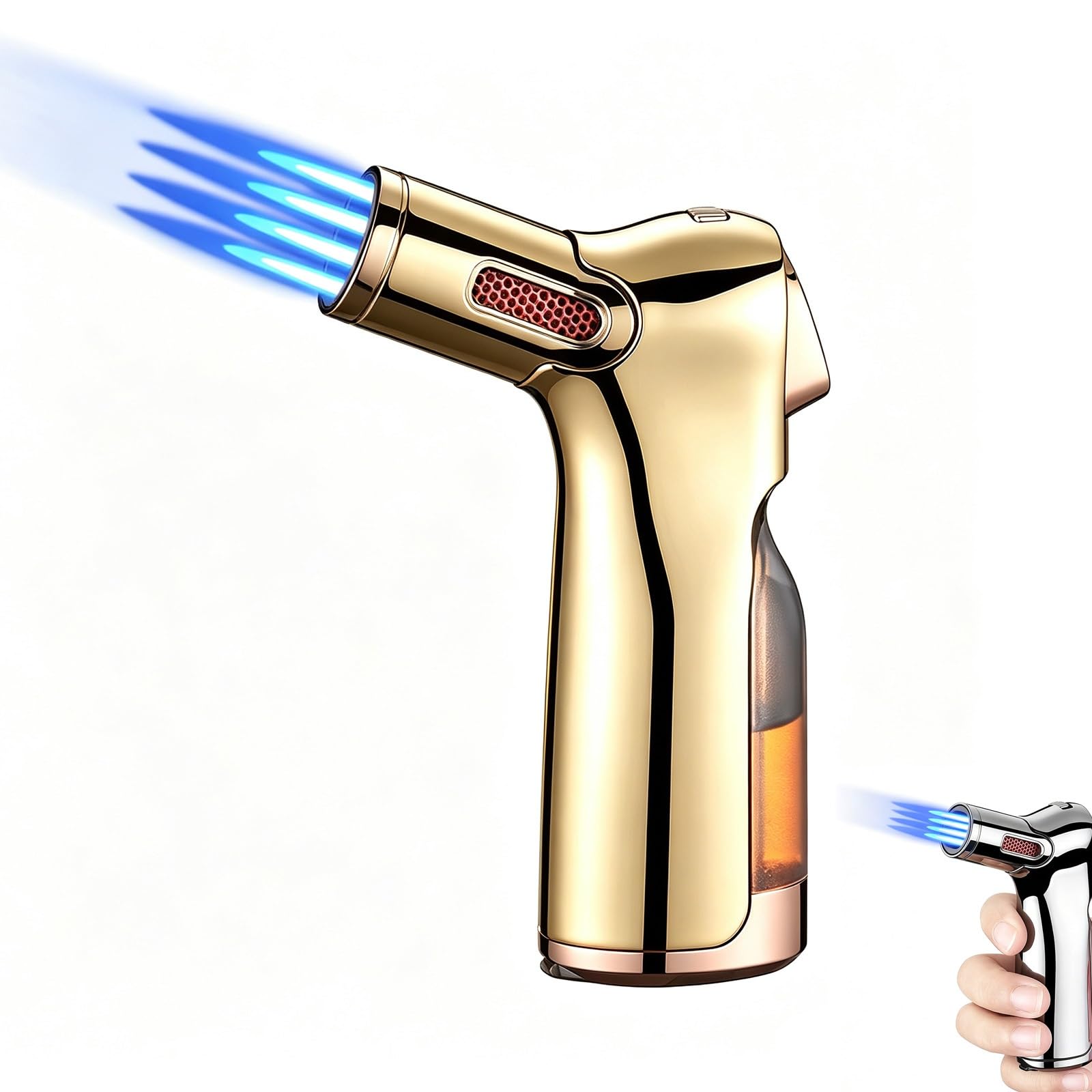 JHCYDM Four-flame torch lighter, large capacity butane windproof lighter