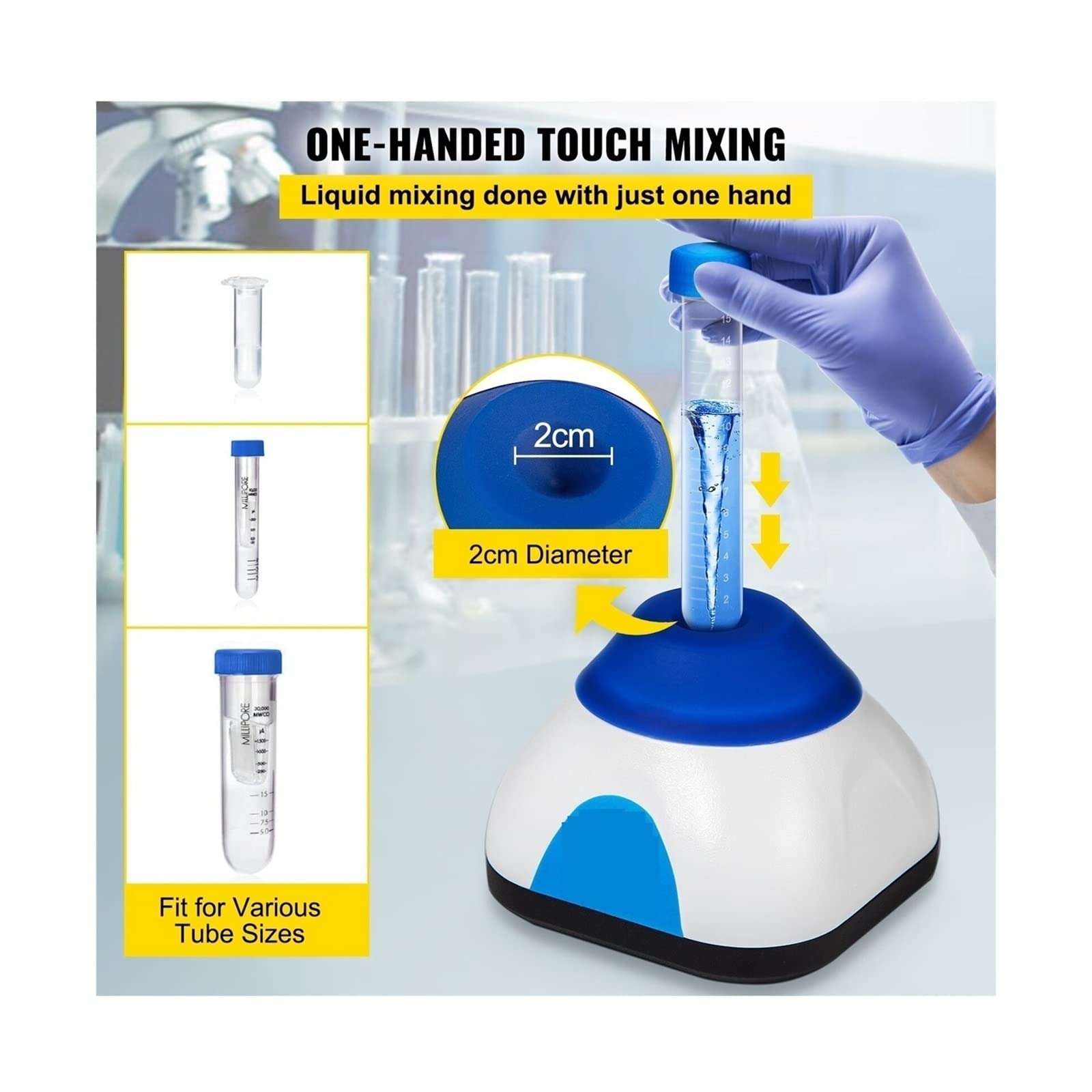 Magnetrührer, Lab Mini Mixer Fixed Speed ​​Shaker Laborgeräte Verwendung for Tests(3000RPM Blue Grey)
