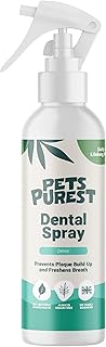 Pets Purest Breath Freshener & Dental Teeth Cleaning Spray - 100% Natural Plaque & Tartar Remover, Mouthwash & Bad Breath Treatment Water Formula for Dogs & Cat - 250ml
