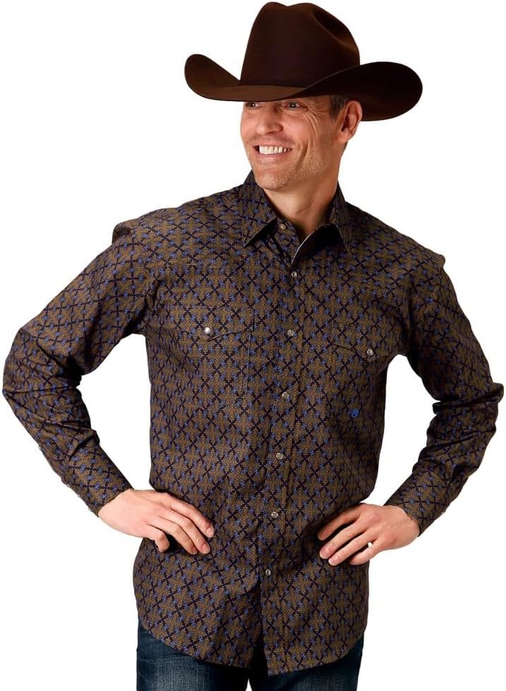 ROPER Amarillo Brown Allover Print - Mens Shirt