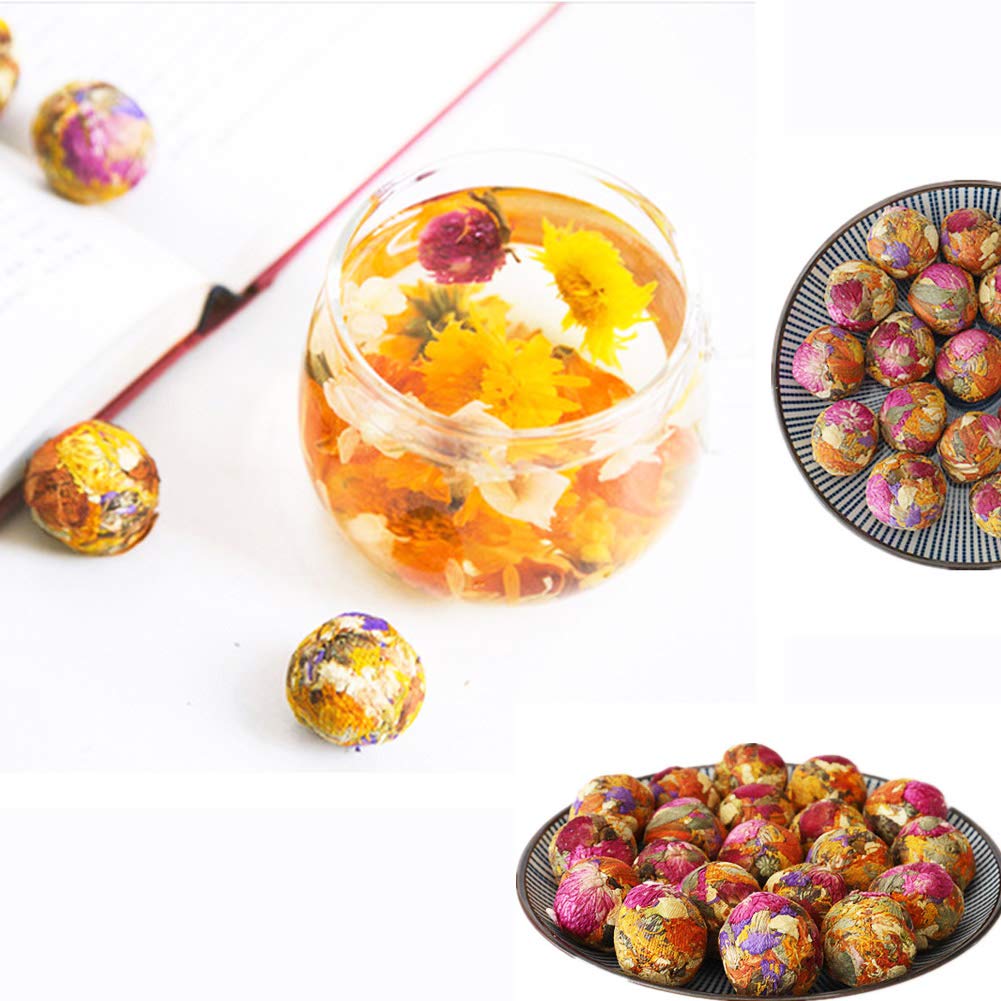 Natural Herbal Flowinging Tea Gift Box Organic Blooming Flower Tea Balls Kit Handmade Press Art Teas Ball- 10 Mixed Flowering Tea Single Pack