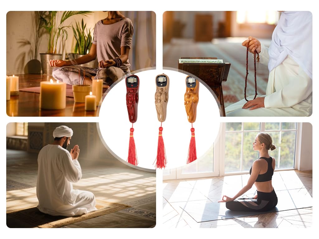 3 contatori digitali portatili portatili con perline, contatore digitale per preghiera, contatore elettronico Tasbih per meditazione, relax, preghiera musulmana