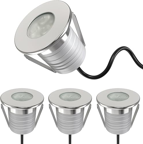 Luces LED impermeables para piscina, 3 W, luz subacuática regulable, funciona a 12 V-24 V CC, 12 VAC, 4 paquetes de luces de bajo voltaje IP68 para