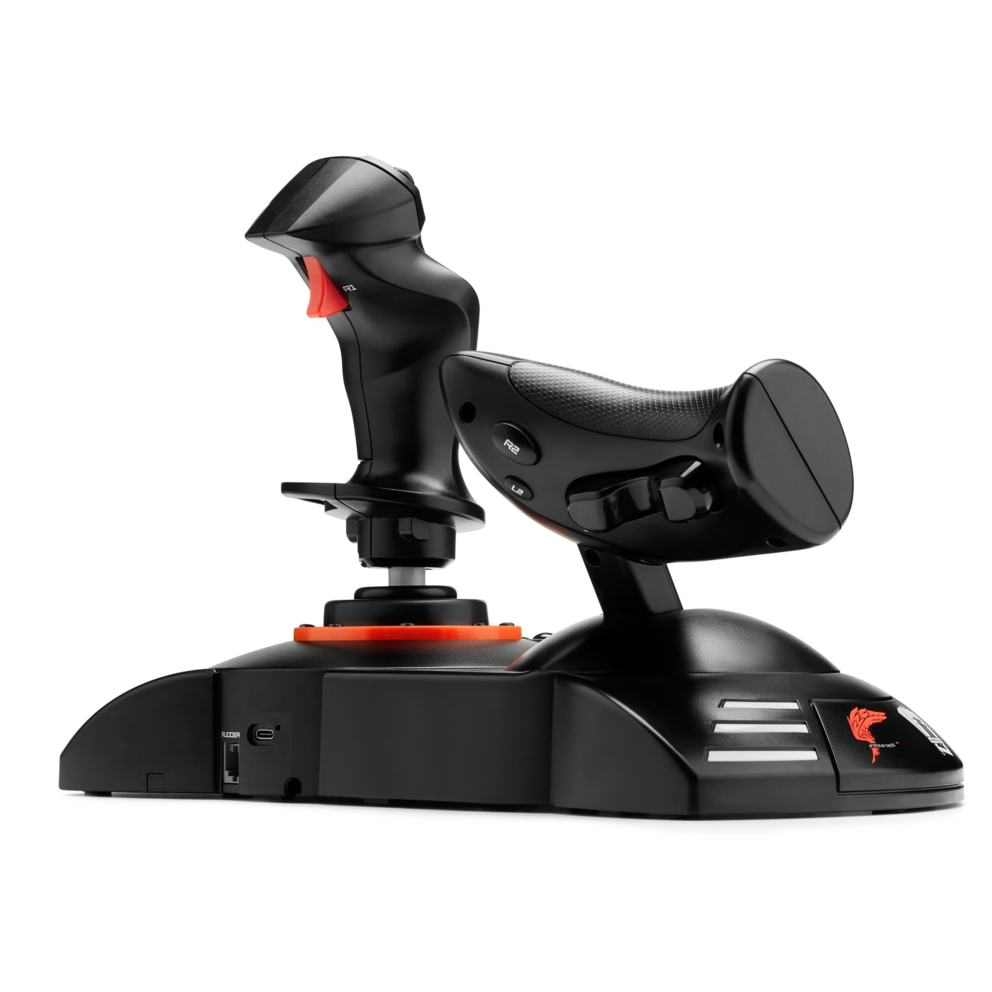 Thrustmaster T.Flight Hotas Neo Ace Combat 8 - PS5/PS4/PC | Licencia oficial Ace Combat 8, sensores H.E.A.R.T., acelerador desmontable, vibración integrada y timón dual