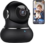 Little elf Camera Surveillance Interieur, Litokam 2K Pet Camera with 360° Motion Tracking, IR Night Vision, Indoor Baby Monitor, Home Security Camara Work with Alexa, 1 Pack-2.4GHz