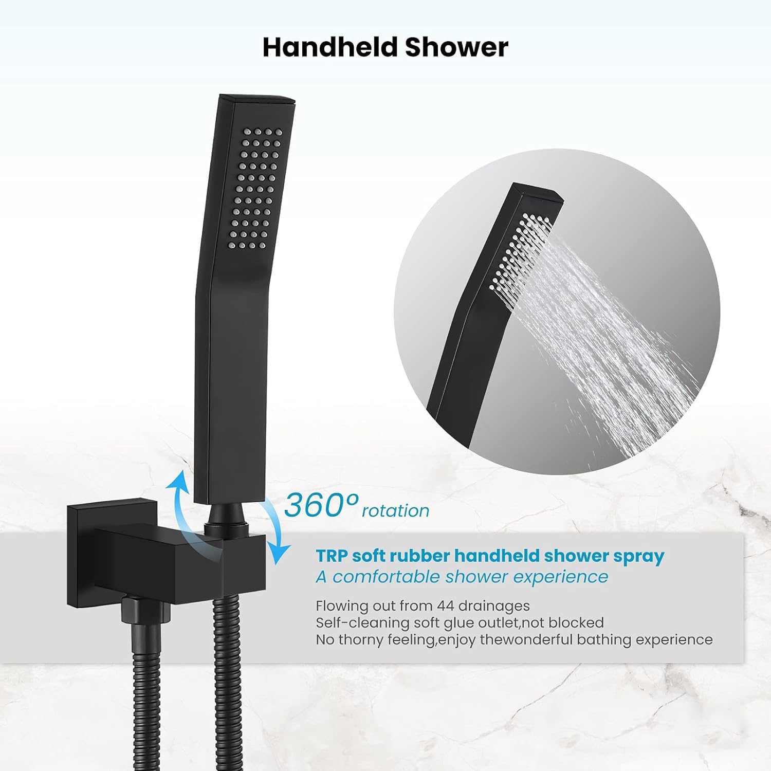 Système de Douche Encastré Noir - Colonne de Douche avec Mitigeur Encastrable, Ensemble de Douche avec Carrée Douche de Tête, Douchette, Corps en Laiton, Colonne Douche Salle de Bain
