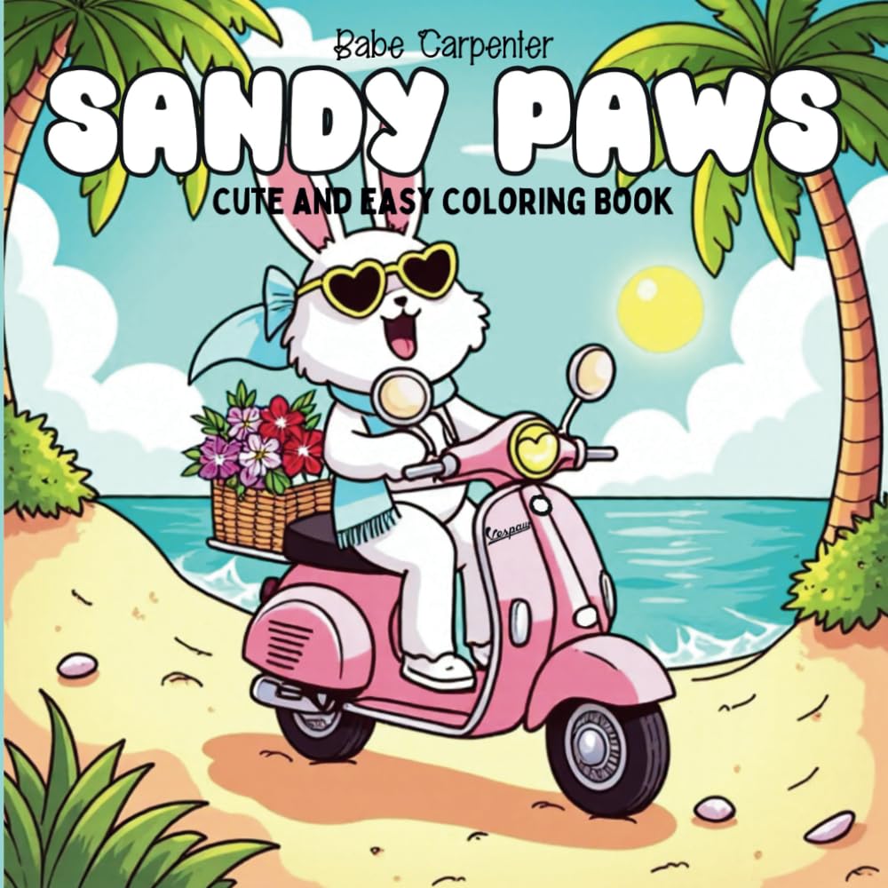 Sandy Paws: Cute and Cozy Animal Adventures at the Beach: Relaxing and Easy Coloring Book for Stress Relief and Creative Fun for Adults and Teens (
